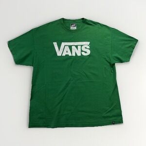 Y2K Vans Green Logo Mens T-Shirt XXL Weathered Skate Streetwear Sixty Six Tee